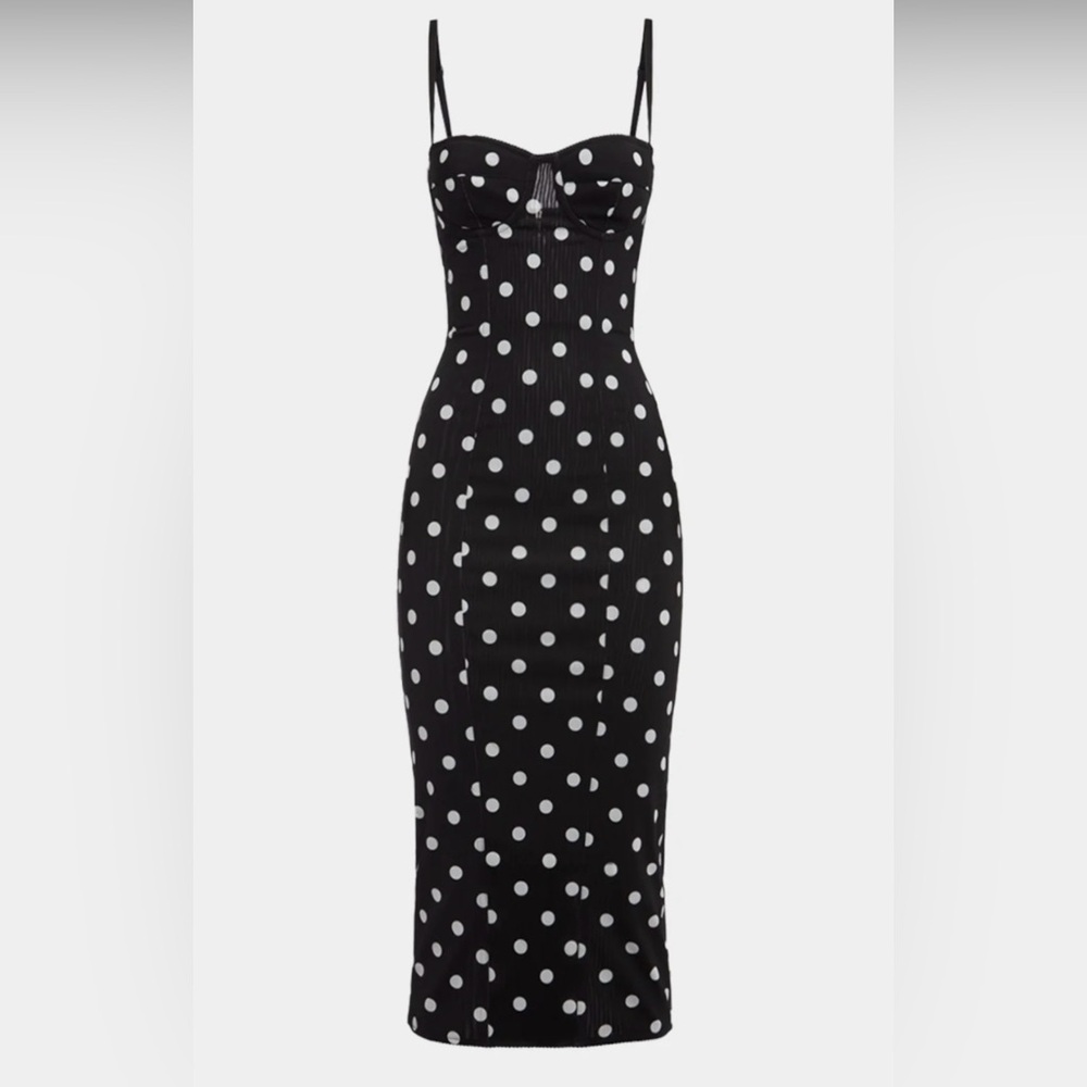 Micas Polka Dots Print Sleeveless Slip Midi Dress